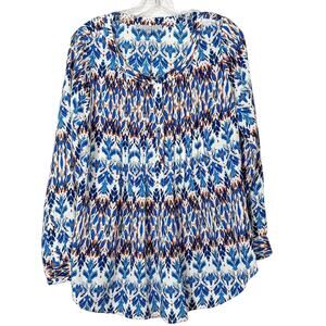 Stitch Fix Daniel Rainn Scoop Neck Long Sleeve Top Blouse Blue Size Medium